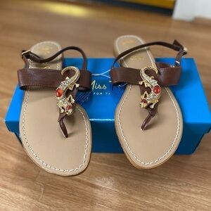 Miss Trish for Target New Women’s Size 8.5 Lizard Flat Sandal Brown Embellished